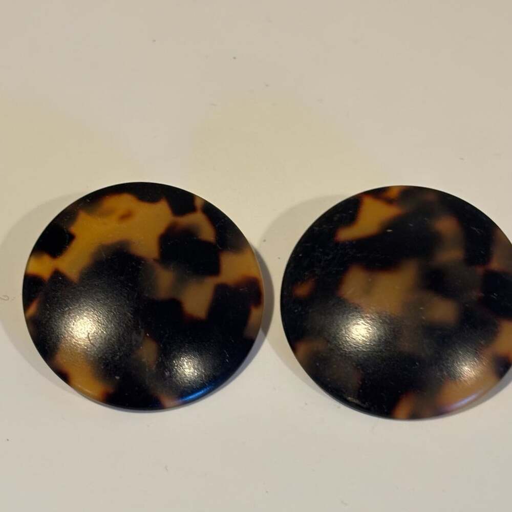 Vintage Tortoise Shell Acetate Round Buttons Or Earrings